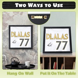 Dunkive 2 Pack T Shirt Display Frame, 13" x 13" Black Imitation Wood T Shirt Frame with 98% UV Protection Acrylic, 1" Depth of Usable Space Shadow Box, Display Case for Shirts, Jerseys, Memorabilia