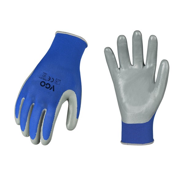 Vgo... 5Pairs Gardening Gloves,Safety Working Gloves,Non-slip Nitrile coating,Dipping Gloves(Small,Blue,NT2110)
