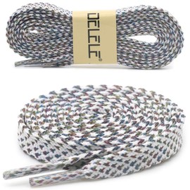 DELELE 2 Pairs Reflective Shoelace Flat Colorful White Safety Laces for Shoes Sneakers Boots 39 inch