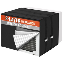 AC Unit Covers Outdoor to Protect AC and Winter Insulation, Waterproof & Snowproof Window Air Conditioner Covers for Outside Units with 3 Layers Insulation - 24" W x 15.6" H x 20" D - Black