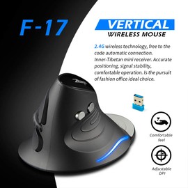 zelotes Ergonomische Kabellose Maus,Wireless Vertikale Maus,Verstellbar DPI,6 Tasten USB Funkmaus,Maus Kabellos für PC,Laptop,Mac,Schwarz