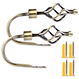 EGOERA Curtain Holdbacks, Crown Design Curtain Drapery Holdbacks Tieback, Curtain U Metal Hooks Holder, Bronze