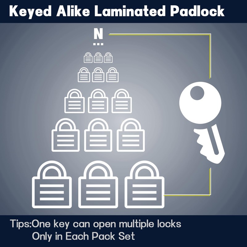 SEPOX® 6 Pcs Pack Keyed-Alike Padlock with Same Key 2Pcs