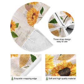 Qilmy Sunflower Christmas Tree Skirt Double Layers Fine Tree Skirt for Christmas Handicraft for Holiday Party, New Year Festive Decoration 36 Inches