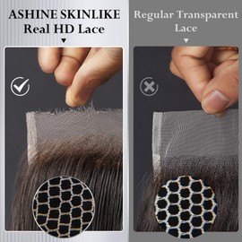 ASHINE 5x5 HD Lace Closure Body Wave Straight Human Hair 5x5 Real HD Lace Closure Invisible Bleached Knots Pre Plucked with Baby Hair Natural Hairline 14 Inch