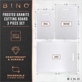BINO Cutting Board - 3-Piece Chopping Boards | BPA-Free Plastic, Durable, Multipurpose, Dual-Sided, Dishwasher Safe, Easy to Clean | Charcuterie Accessories | Home & Kitchen Utensils Frosted Granite