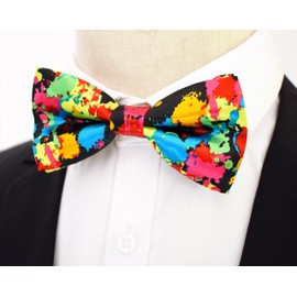 Carahere Mens Handmade Stylish Patterned Pre-Tied Bow Ties M126 Blue Orange Red
