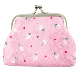 MDSTYLE Kiss-Lock Coin Purse for Women, Girls, Kids - Cute Change Purses - Small Coin Pouch - Mini Change Holder - Tiny Coin Wallet, Rose (Pink), Kiss-lock Coin Purse