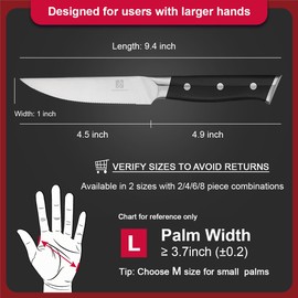 Steak Knives,4.5 Inch Steak Knives Set of 8, Micro-Cutting Point Serrated Edge, Very Sharp Steak Knife, Dishwasher Safe, 50CR15MOV Stainless Steel, Handle Ergonomic And Full Tang Design With Gift Box