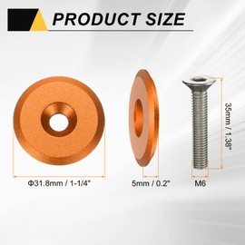 sourcing map 2pcs Bicycle Headset Stem Top Cap 1-1/4" (31.8mm) OD Aluminum Alloy Cycling Headset Stem Cover with M6 Bolt for Mountain Bike Road Bike MTB, Orange