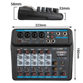 6 Channel Bluetooth Audio Mixer Sound Board Console Mixing Console DJ Live Mixing Console LED Digital Display Music Stream Live Studio Mixer Console Board for Music Production, Stage, Karaoke