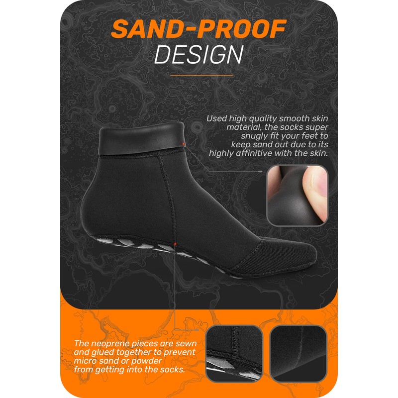 CAPAS 2mm Neoprene Waterproof Socks, Beach Volleyball Sand Proof Socks,