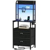 Furologee 41'' Tall Nightstand with Charging Station, Bedside Table with