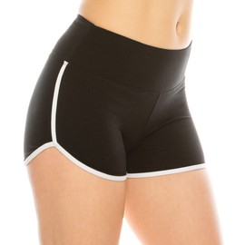 ALWAYS - Pantalones cortos para mujer - Pantalones cortos de tiro alto súper suaves con delfín, Sbsl166 / Black White, X-Large
