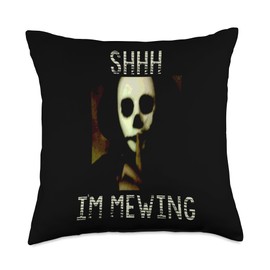 Funny Mewing Meme Shhh Im Mewing Quiet Mewing profile Throw Pillow