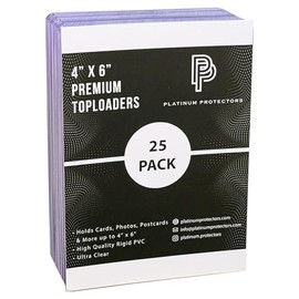 Platinum Protectors 4" x 6" Toploaders (25-Count) Rigid Holders for Postcards, Photos, Documents, Memorabilia, Collectibles Premium Hard Plastic Sleeves