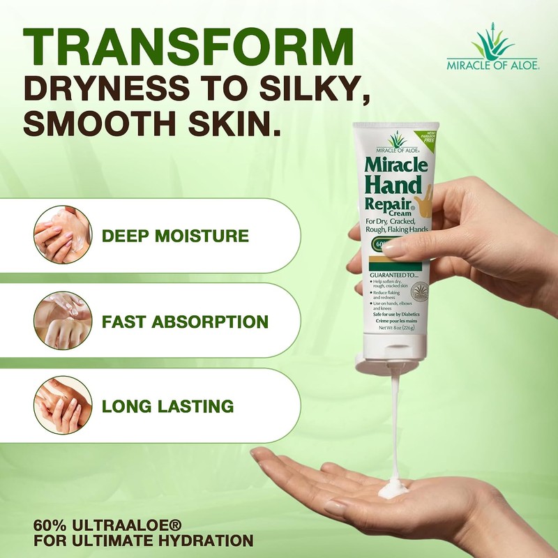 Crema reparadora de manos Miracle con 60% UltraAloe, 8 Oz