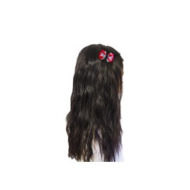 MeiMei Remembrance Day Red Poppy Flowers 3.25 inch Hair Bow with Barrettes, Alligator Hair Clips, Handmade Girls Women Butterfly Hair Bow Accessories, 2 pieces (Poppy 5, Double BTF25 Bow，Clips)