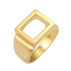 Kuzzoi Men's Signet Ring, Band Ring, Solid (13 mm), 925 Sterling Silver Gold-Plated, Distinctive Jewellery Accessory with Rectangular Surface, Golden Ring for Men, Ring Size 60-66, Sterling Silver