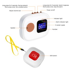 Emergency call button for seniors, senior emergency call, WiFi Smart emergency bell alert system, 4*SOS emergency call button, 1*receiver, home emergency call for elderly patients, disabled people