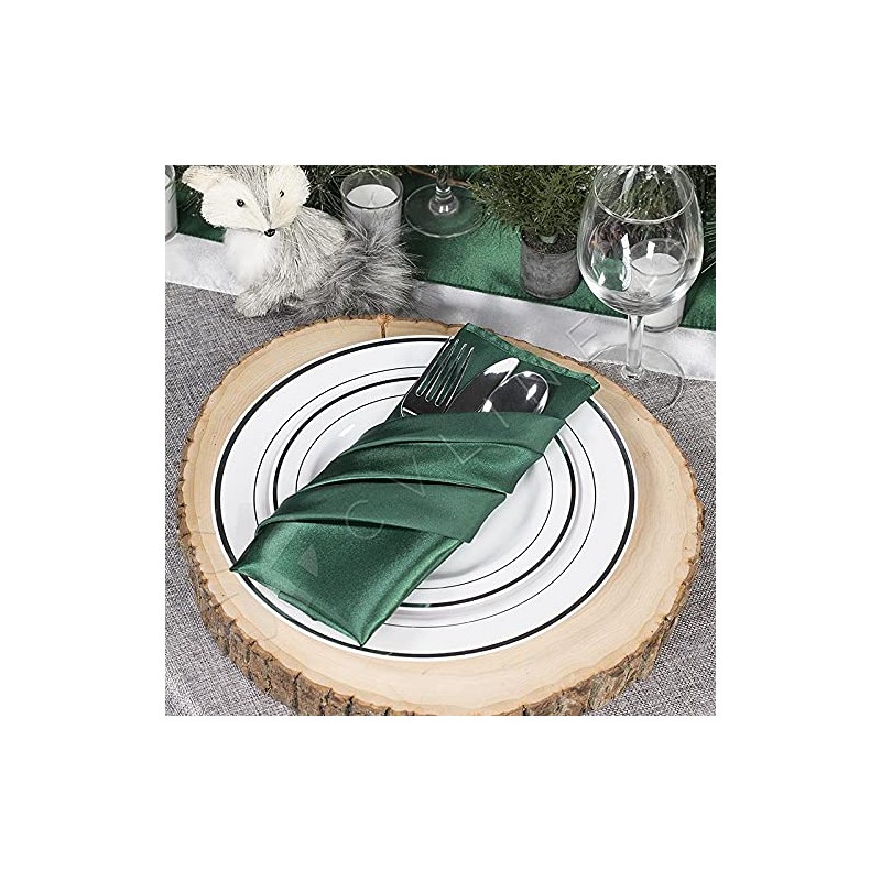 RCZ Décor Elegant Emerald Green Satin Table Runner (14" x