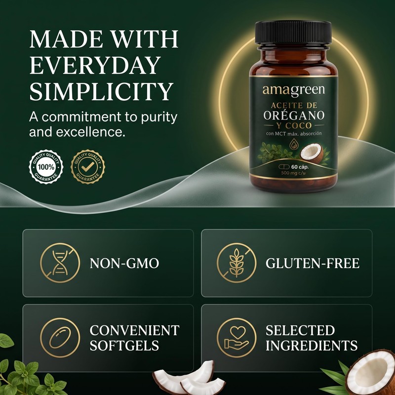AiVitality Amagreen Aceite Oregano y Coco - 60 Softgels, Oregano