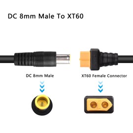 PNGKNYOCN DC 8mm to XT60 Power Cable 14AWG DC 7909 Male to XT60 Female Adapter Cable for Solar Panel Portable Power Station Solar Generator（1.5M/4.9Ft）