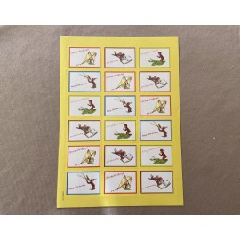 Curious George Stickers~Sheet Is 11” X 7 1/2” ~Includes 18 Assorted Stickers~New