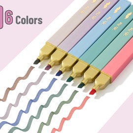 Mr. Pen- Aesthetic Highlighters, 6 pcs, Chisel Tip with Gold Trims, Morandi Colors, Cute Assorted Colors, Bible Highlighters No Bleed