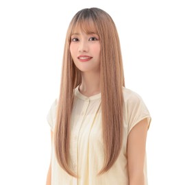 AQUADOLL wg331P-SPK Wig, Long, Straight Full Wig, Black Hair, Blonde, Pudding, One Size Fits Most, P-SPK. Smoky Pink Pudding
