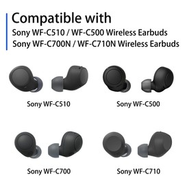 NANLANFAN Replacement Silicone Ear Tips for Sony WF-C510 / WF-C500 / WF-C700N / WF-C710N Wireless Earbuds, 8 Pairs (XS/S/M/L) (Black)