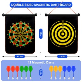 Magnetic Dart Board Outdoor Game Suitable for Children to Play Comes with 12 Darts Best Toys Gifts for Teenage Boys Girls Age 5 6 7 8 9 10 11 12 Years (12 in)