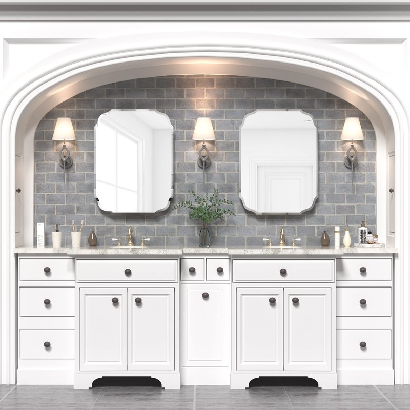 GOAND Silver Wall Mirror-Beveled Edge Frameless Mirror for Bathroom, Vanity,