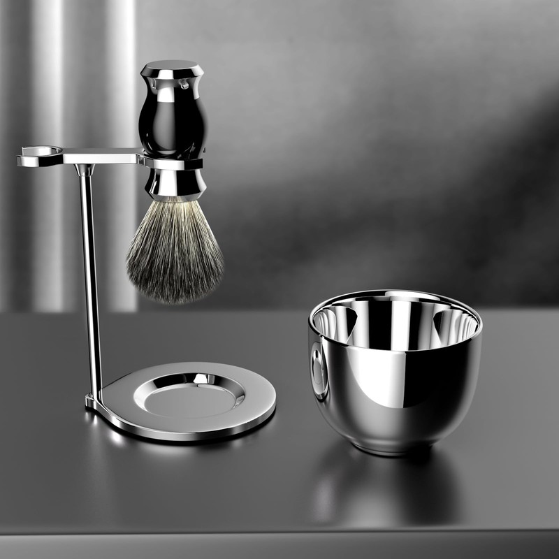 GRUTTI Premium Shaving Brush Set，Luxury Razor and Brush Stand Soap
