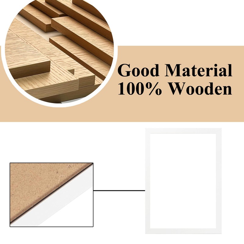 1 Pack A5 Frame White, Wooden A5 Photo Frames, White
