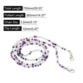 HARFINGTON Eyeglass Chain, 30" Beaded Sunglasses Strap Holder Around Neck Eyewear Retainer Chain Hat Strap Lanyard, Purple