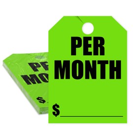 Versa Tags Car Mirror Hang Tags Pack of 50 Per Month Car Hang Tag 8.5" X 11.5" Car Rear View Mirror Hang Tag Perfect Auto Dealership Supplies Neon Green Color