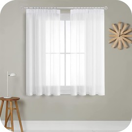 MRTREES Curtains Living Room Ruffle Tape Curtains Ruffle Tape Curtains with Ruffle Tape for Rail White Semi-Transparent 175 cm High 140 cm Wide 2 Pieces Bedroom Stores