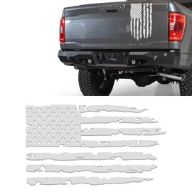 QKYS 1 PC American Flag Decal, Vinyl American Flags Stickers for Trucks, Tailgate Vinyl Decal Compatible with Most Pickup Trucks, Cars, SUVs, Pickup EUA Flag - Rear Graphic USA (White)
