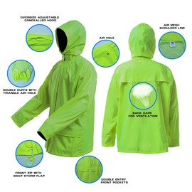 RainRider Waterproof Rain Suit for Men Women Rain Gear Jacket with Pants (Fluorescence,Medium)
