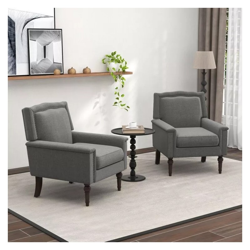 COSTWAY Modern Armchair Upholstered Living Room Chair w/Ergonomic Backrest and