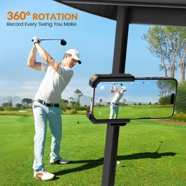 Magnetic Golf Cart Phone Holder, Golf Cart Accessories for Men/Women, 360°Rotation & Super Strong Magnet Keep Phone Safe and in Place. Perfect Golf Gifts & Compatibility with All Phones (Black)