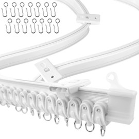 UrbanRed Flexible Bendable Ceiling Curtain Track, 16.4FT (5m), Mount for Rail with Curtain Tracks System, Room Divider, Curtains Rod, RV Ceiling Track for Curtains, White