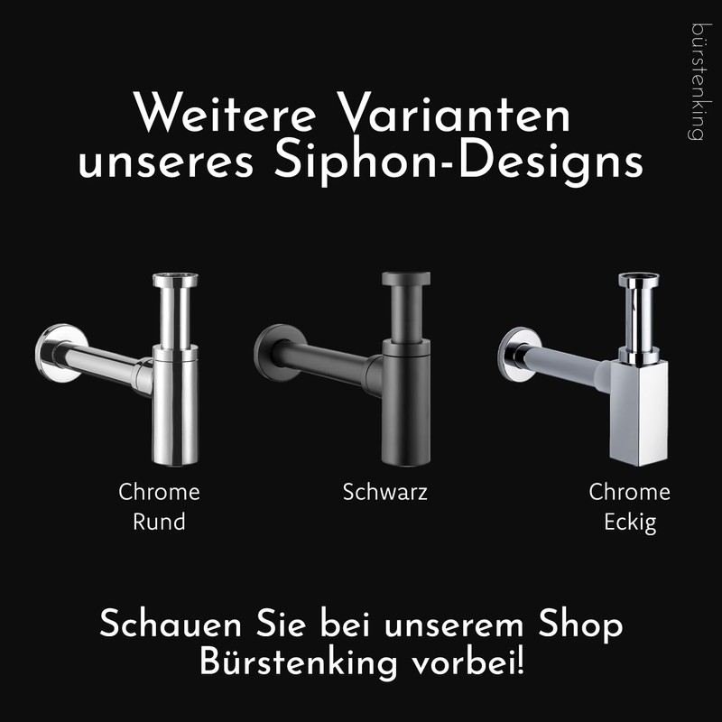 Bürstenking Universal Design Siphon for Washbasins and Washbasins, Easy Assembly
