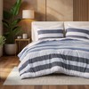 Queen Comforter Set, 3 Pieces Striped Bed Set, Soft Brushed