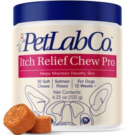 PetLab Co. Salmon Itch Relief Chew Pro for Dogs – Omega 3 for Dogs Itch Supplement - Packed with Beneficial Fatty Acids for Healthy Skin – Seasonal Allergies Support - Packaging May Vary