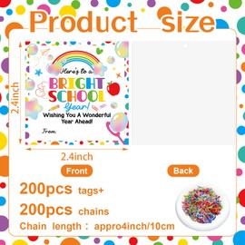 Gersoniel 200 Pcs Back to School Gift Tags with Small Iron Chain Colorful Bubbles of Fun Welcome to My Class Paper Tag Bulk Funny DIY Cards Classroom Party Favors Gift for Student Teacher Appreciation