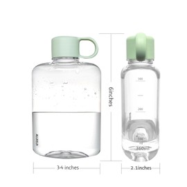 ALLKELR Portable Flat Water Bottle, BPA Free Tritan Plastic Travel Water Bottle for Camping, Fitness, Outdoor Sports, Fits Purse and Pocket (Green, 12 oz)
