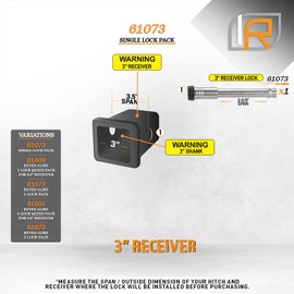 61073 | Hitch Lock (Fits: 3" Receiver | Gen-Y Hitch - 21K LB Series | Gen-Y Hitch - Auto Latch Gooseneck Coupler Lock | Rhino Hitch - 2" 10K LB Hitch)