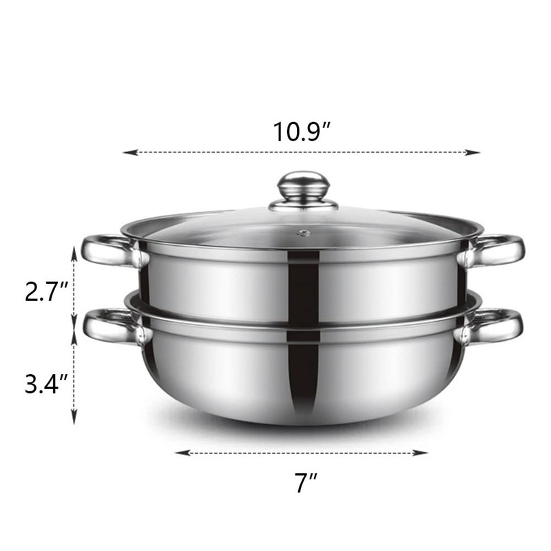 Steamer Pot for Cooking 11 inch Steamer Pot, 2-tier Multipurpose